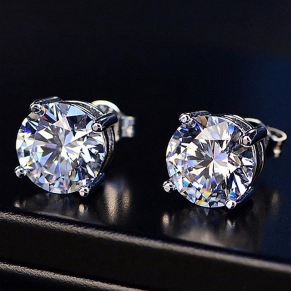 Jewelry - NEW 4CT DIAMOND 925 STERLING SILVER STUD EARRINGS